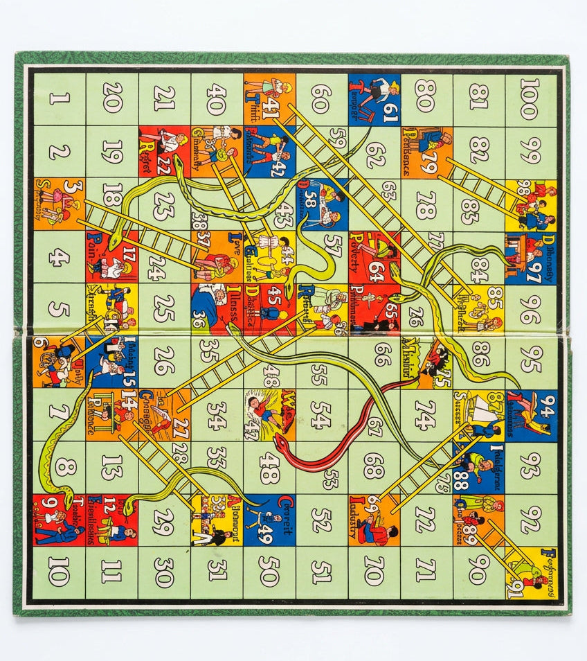 Pair of Vintage 1950s/60s Holdson Board Game Boards – "Tour of New Zealand" & "Snakes and Ladders"(note, this is x2 boards only)