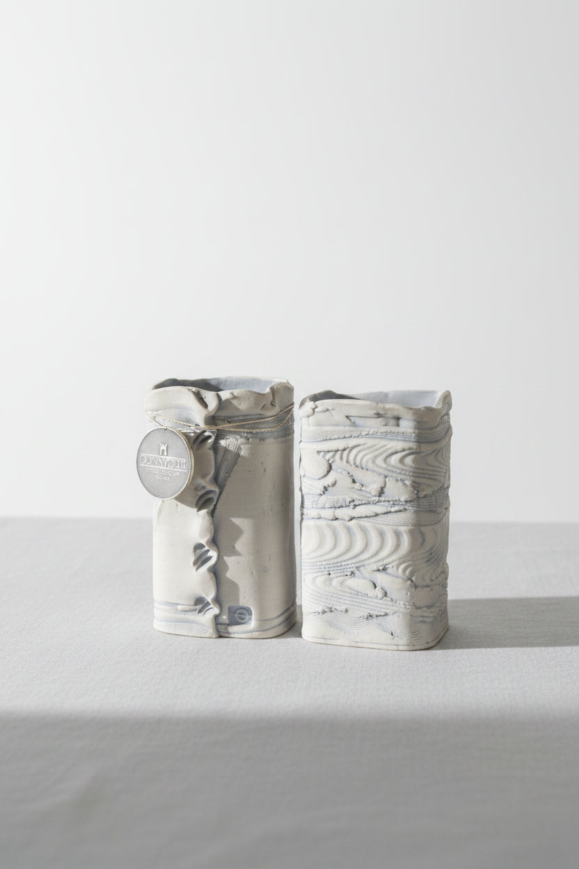 A pair of Dunnydeer Handcrafted Relief-Textured Studio Pottery Vase – Organic Modern Ceramic Art
