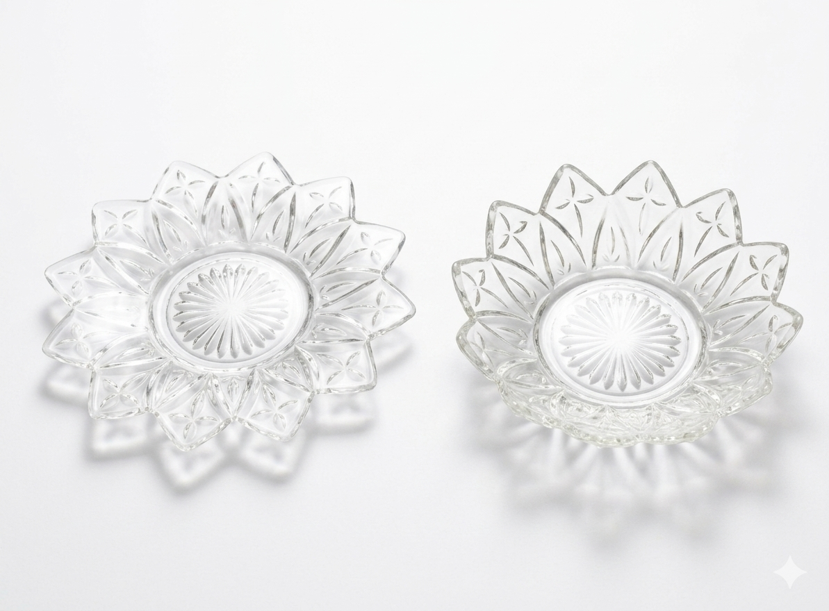 Vintage Federal Glass Petal Bowls - Set of 2 Clear Pressed Glass Dishes