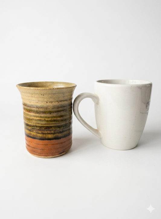 Vintage Hand-Thrown Earth-Tone Studio Pottery Tumbler / Cup