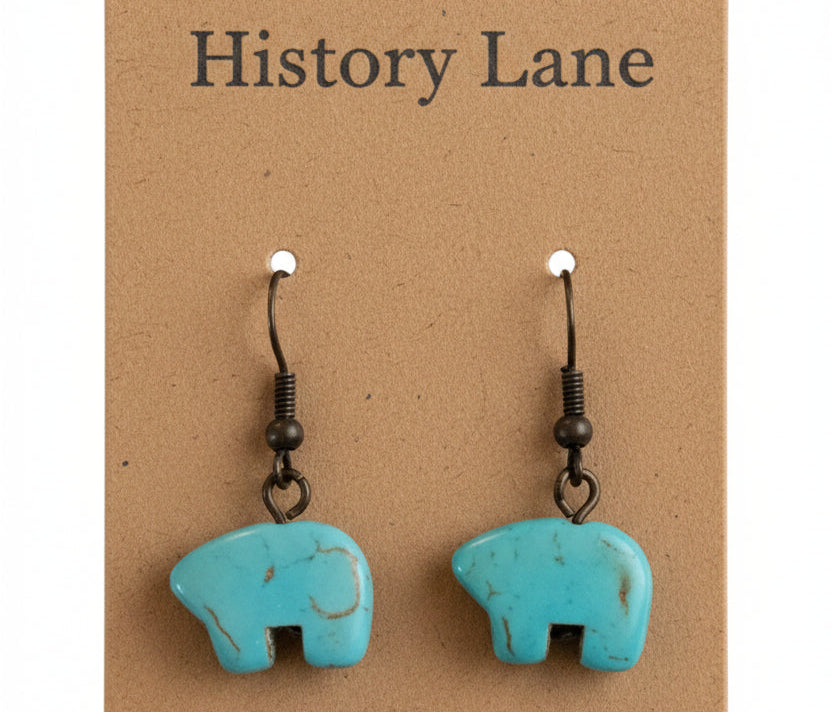 Turquoise stone bear earings. Natural stone