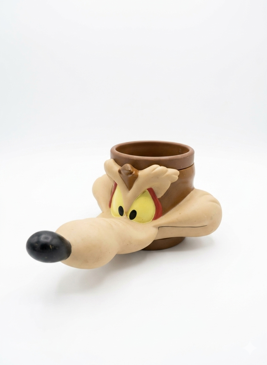 Vintage 1992/1993 Looney Tunes Wile E. Coyote 3D Plastic Mug
