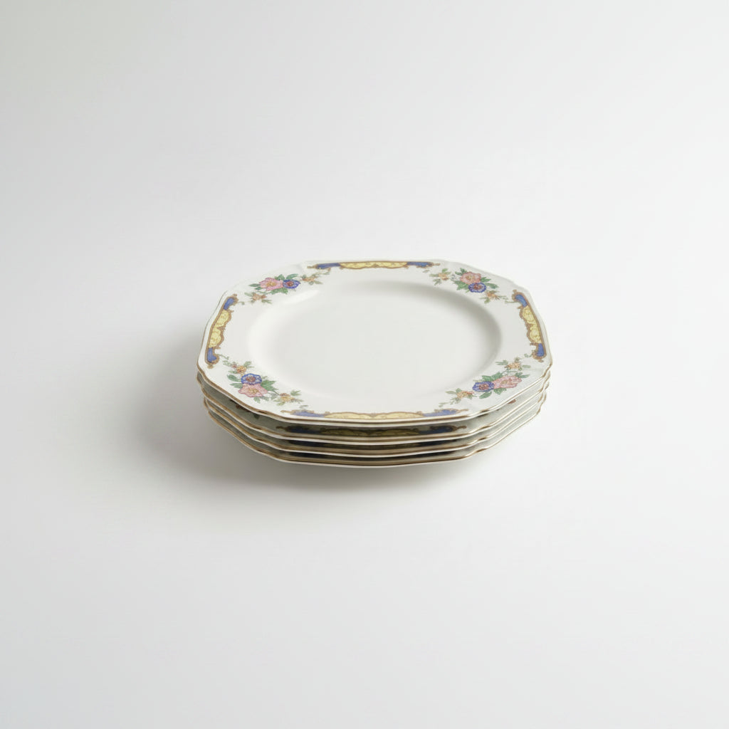 4x Alfred Meakin Side Plates – Floral Gold & Blue Vintage England