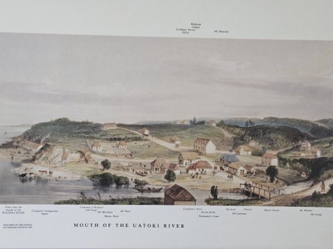 Vintage New Plymouth 150th Jubilee Print (1991) – Mouth of Huatoki River 1843