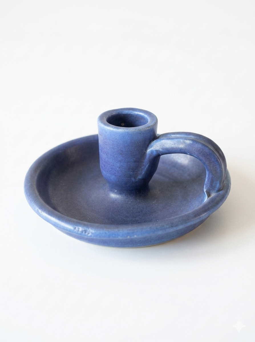 Vintage Cobalt Blue Studio Pottery Chamberstick Candle Holder – Signed ARB '11