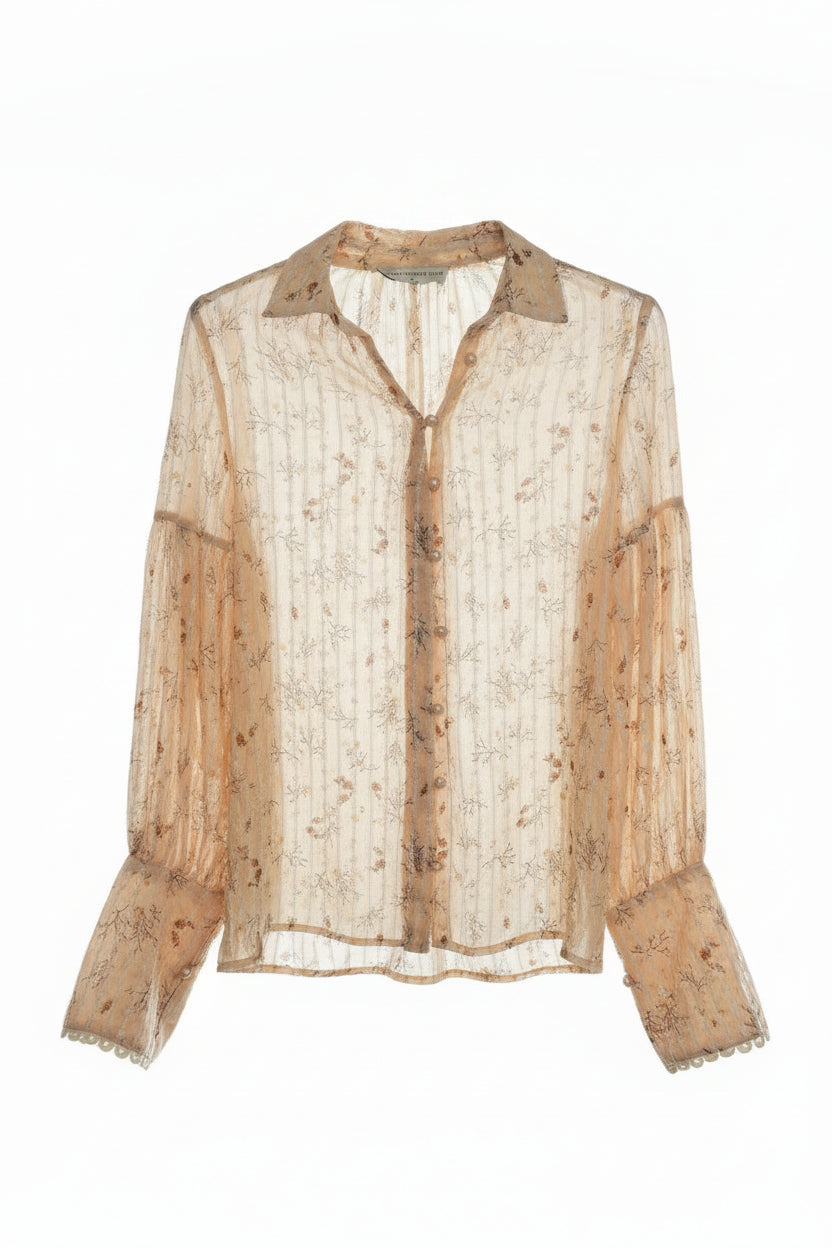 Sandstorm Boho Floral Button Down Shirt Blouse Size M New without tag puffy sleeve