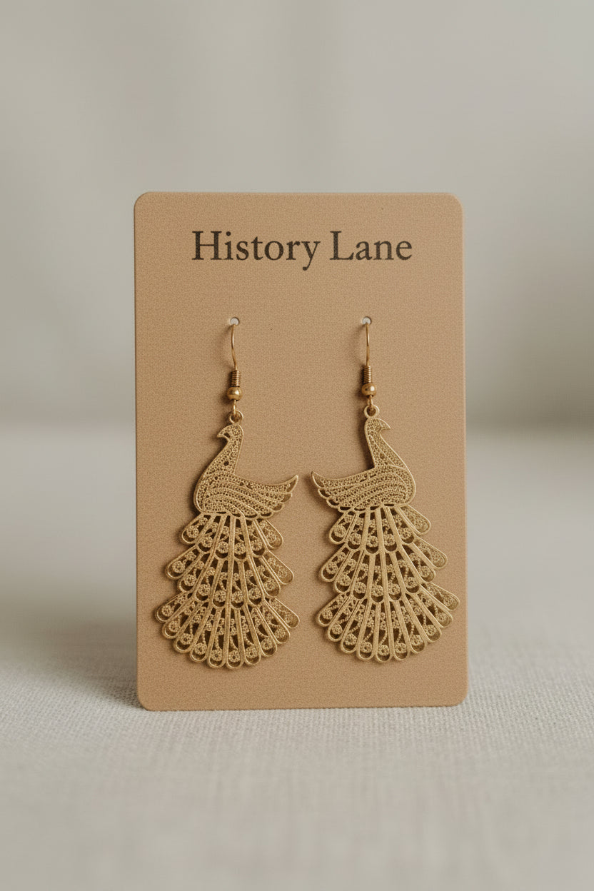History Lane Macrame Peacock Dangle Earrings