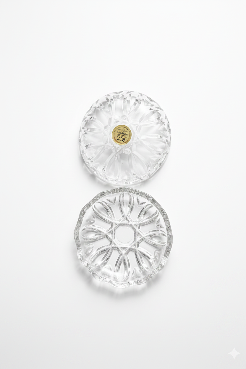 Vintage RCR Royal Crystal Rock 24% Lead Crystal Lidded Trinket Box Dish | Made in Italy