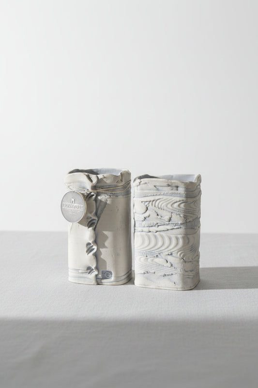 A pair of Dunnydeer Handcrafted Relief-Textured Studio Pottery Vase – Organic Modern Ceramic Art