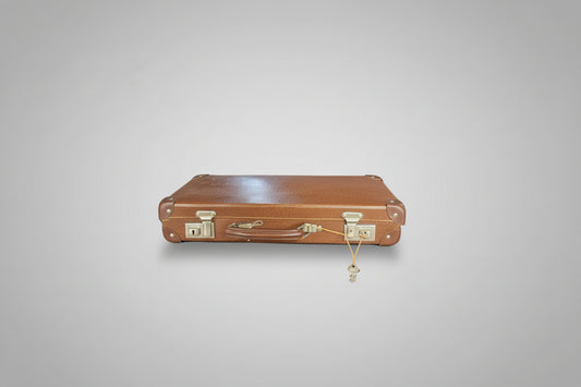 Mid-Century Brown Suitcase - Cheney England Locks & Persinware Hinges