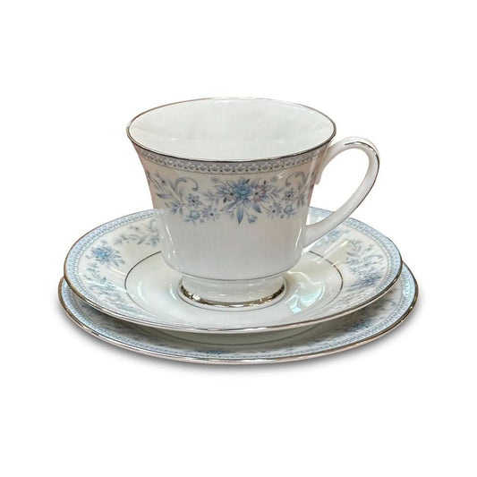 Vintage Noritake "Blue Hill" 2482 Fine China Tea Cup & Saucer Set - Set of 8