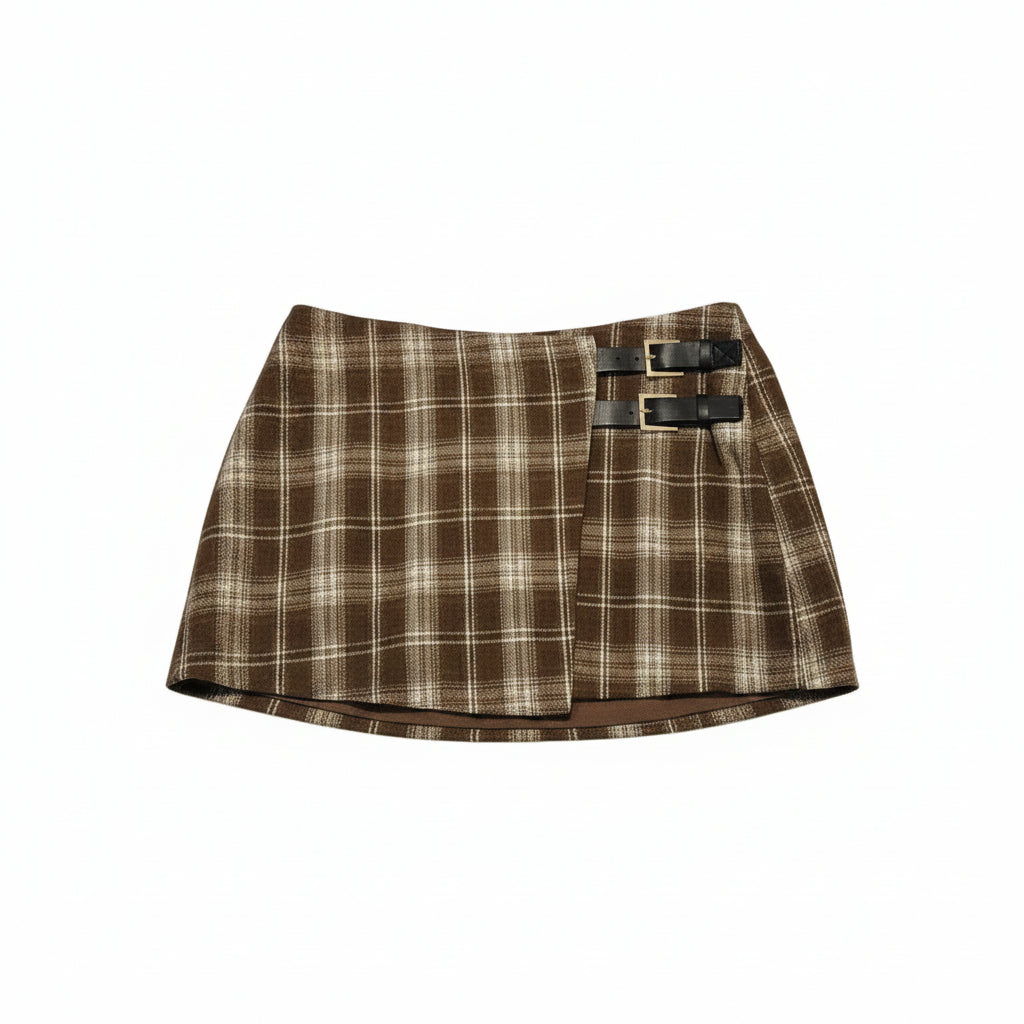Teagan Wrap Check Mini Skirt  Alice In The Eve. Size xl
