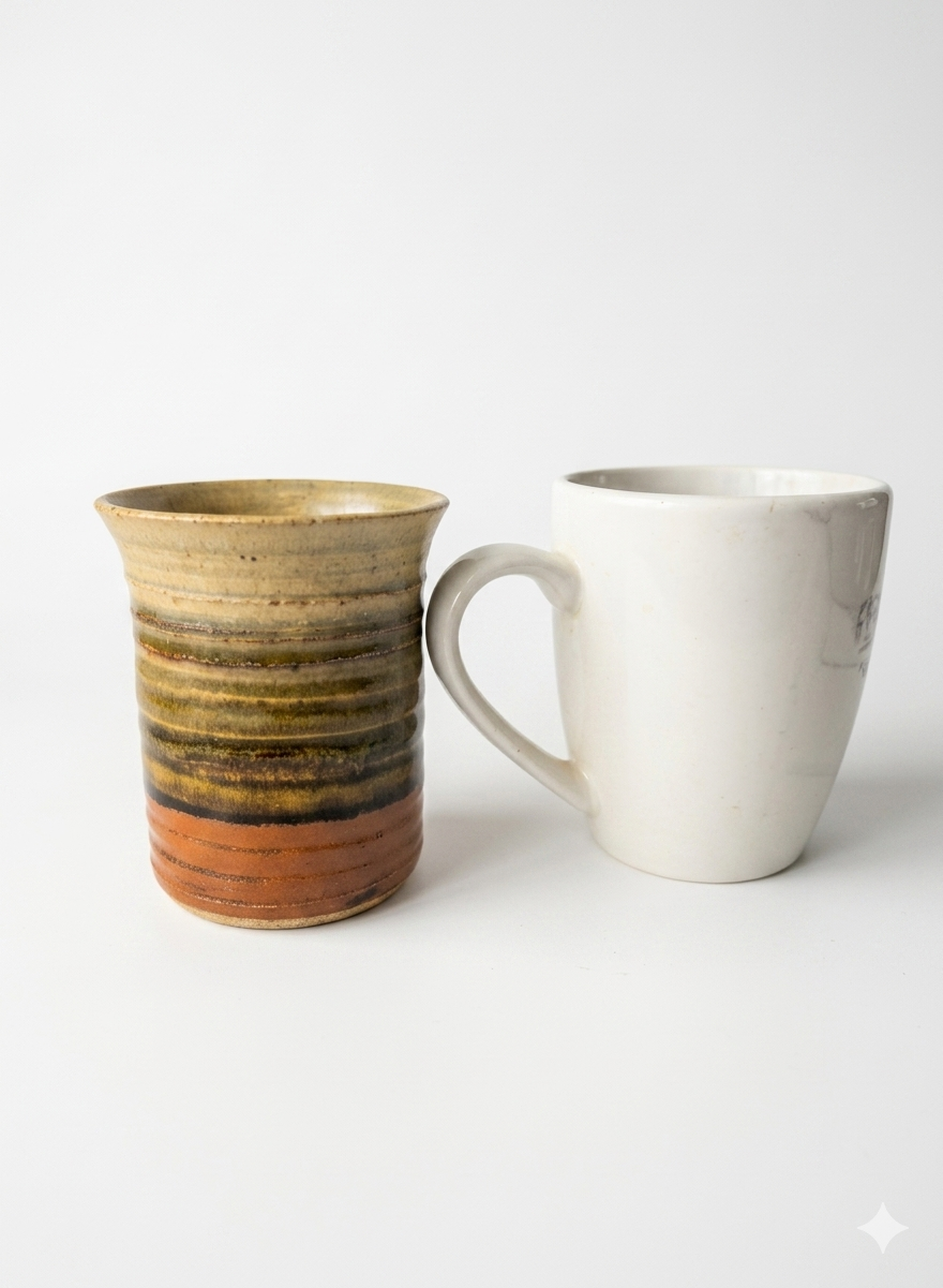 Vintage Hand-Thrown Earth-Tone Studio Pottery Tumbler / Cup