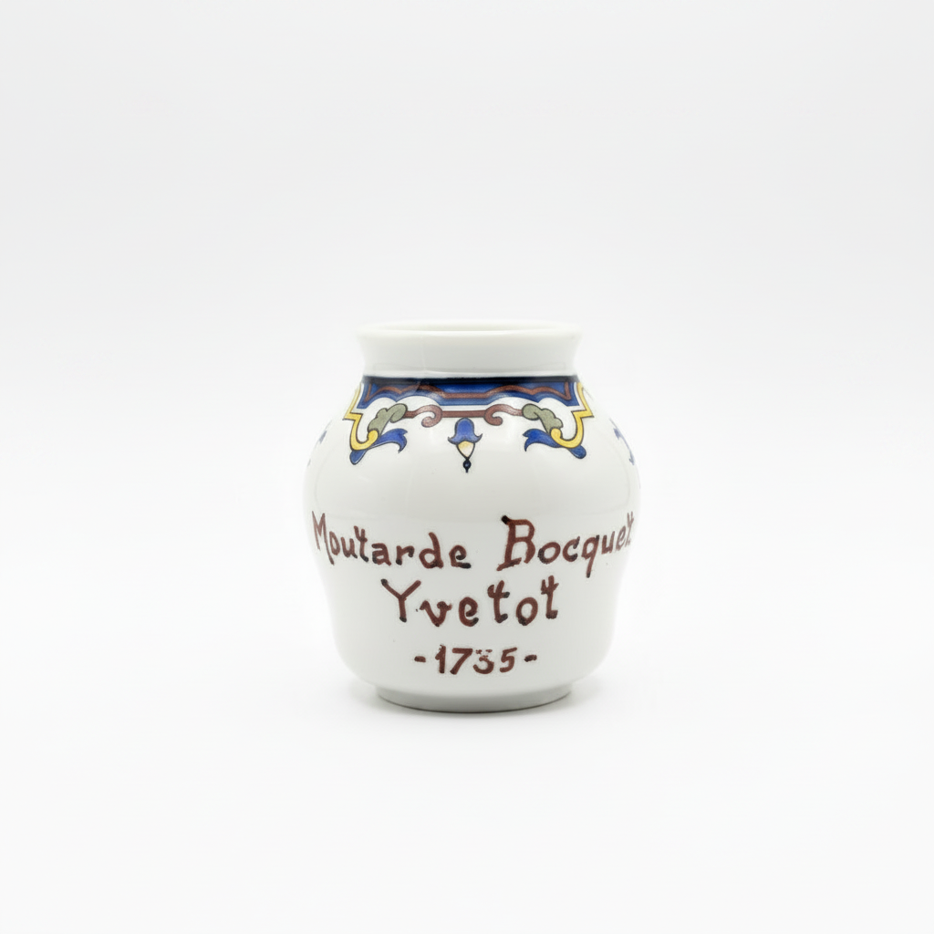 Vintage French Ceramic Mustard Pot – Moutarde Bocquet Yvetot 1735 Jar no lid
