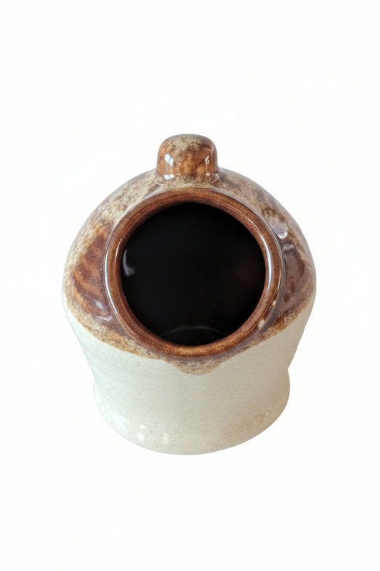 Vintage Studio Pottery Salt Pig / Cellar – Earthy Brown & Oatmeal Glaze