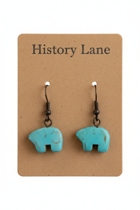 Turquoise stone bear earings. Natural stone