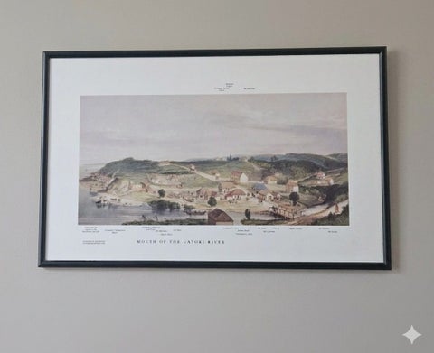 Vintage New Plymouth 150th Jubilee Print (1991) – Mouth of Huatoki River 1843