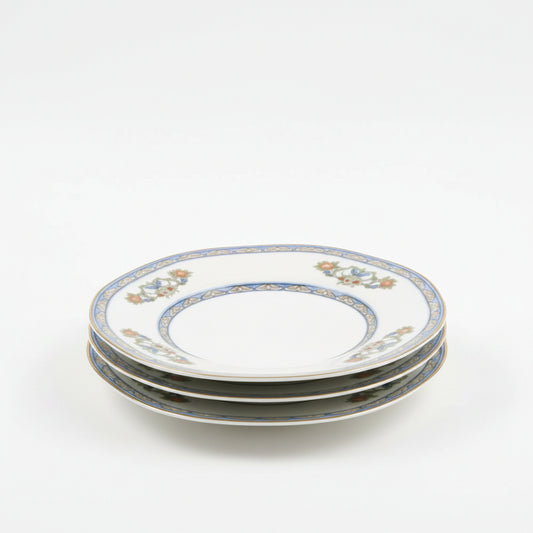 3x J&G Meakin “Sol” 391413 Plates – Vintage English China Blue Floral Gilt