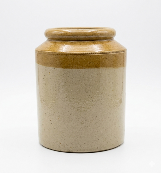 Vintage Two-Tone Salt-Glazed Stoneware Crock Storage Jar