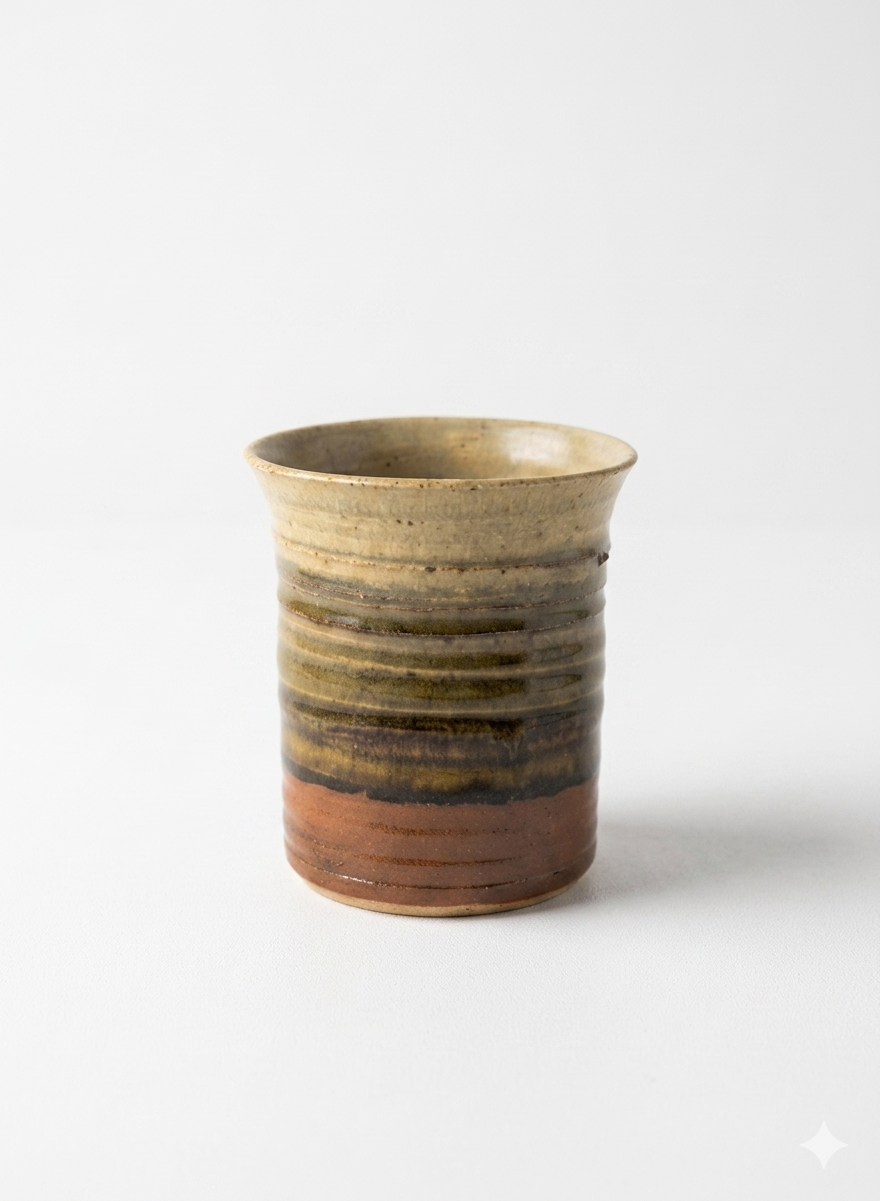 Vintage Hand-Thrown Earth-Tone Studio Pottery Tumbler / Cup