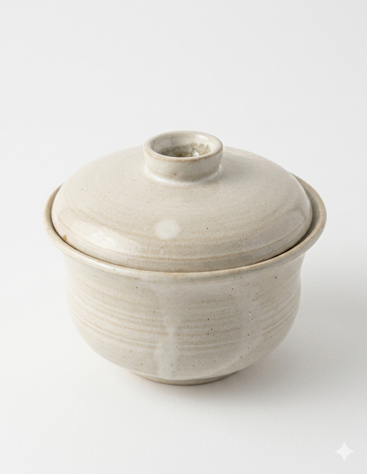 Vintage Studio Pottery Lidded Gaiwan Tea Bowl - Handcrafted Ceramic Chawanmushi Cup / Small Trinket Pot