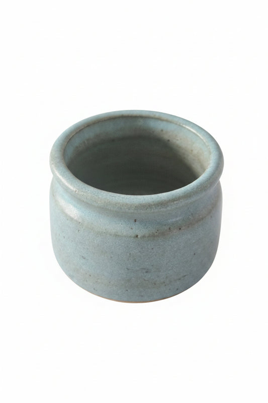 Vintage Handmade Turquoise Blue Glazed Stoneware Crock Jar / Succulent Planter - Unsigned Studio Pottery