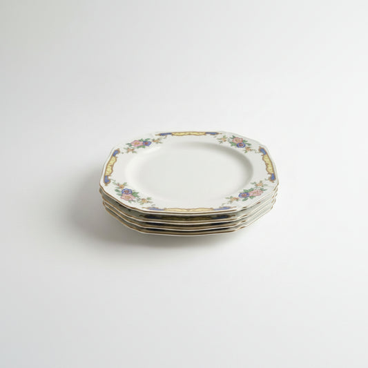 4x Alfred Meakin Side Plates – Floral Gold & Blue Vintage England