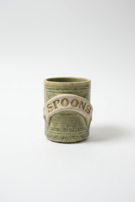 Vintage Handmade Studio Pottery "Spoons" Utensil Crock