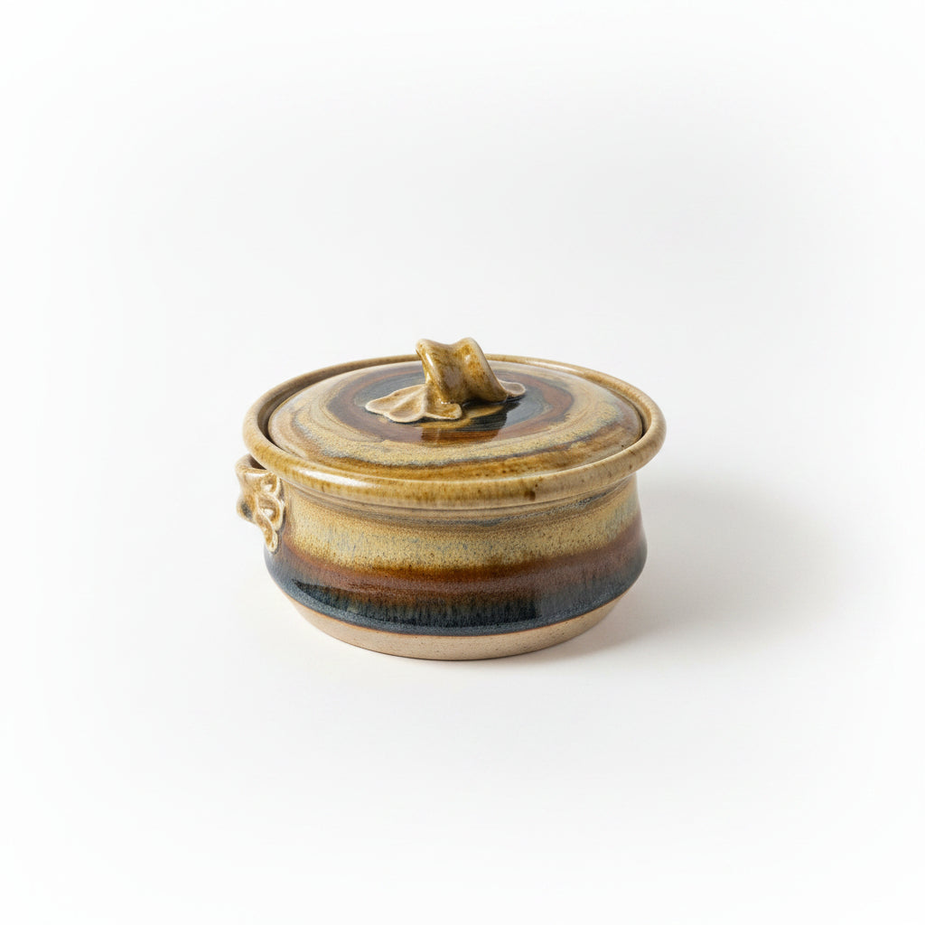 Vintage Mid-Century Studio Pottery Casserole Dish with Lid by John Ing (Motueka, NZ)