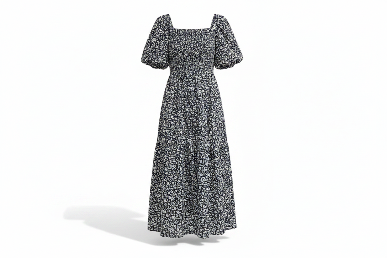 Witchery seersuckers dress navy white floral size 16