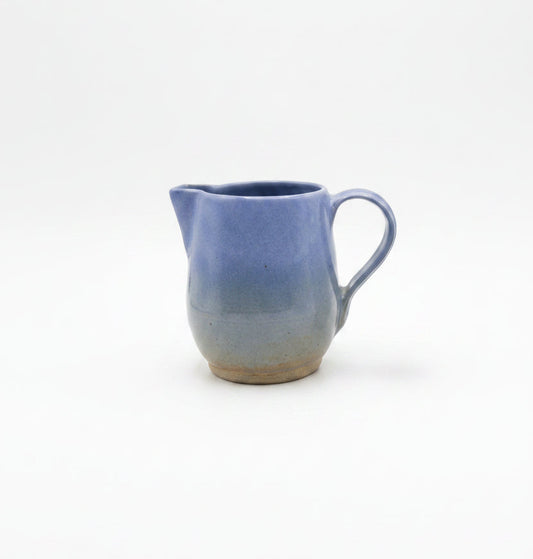 Vintage 1995 Japanese Studio Pottery Pitcher - Nishi-Gojō Kama Kiln, Handcrafted Blue Ombre Stoneware Jug
