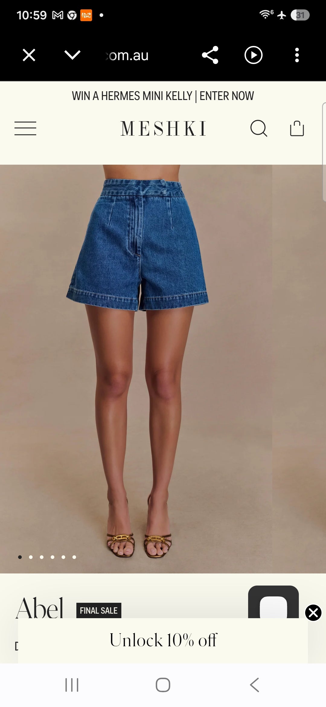 Meshki Abel denim shorts size m