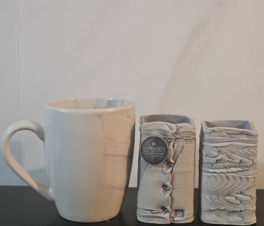 A pair of Dunnydeer Handcrafted Relief-Textured Studio Pottery Vase – Organic Modern Ceramic Art