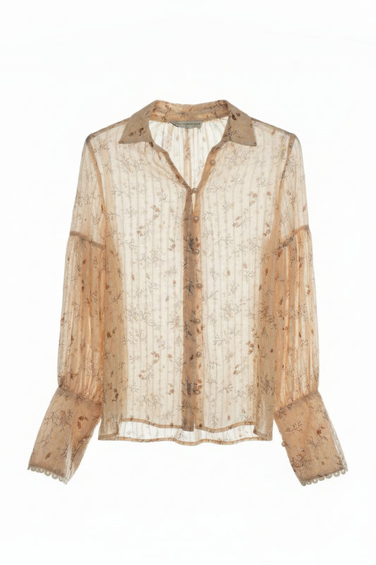 Sandstorm Boho Floral Button Down Shirt Blouse Size M New without tag puffy sleeve