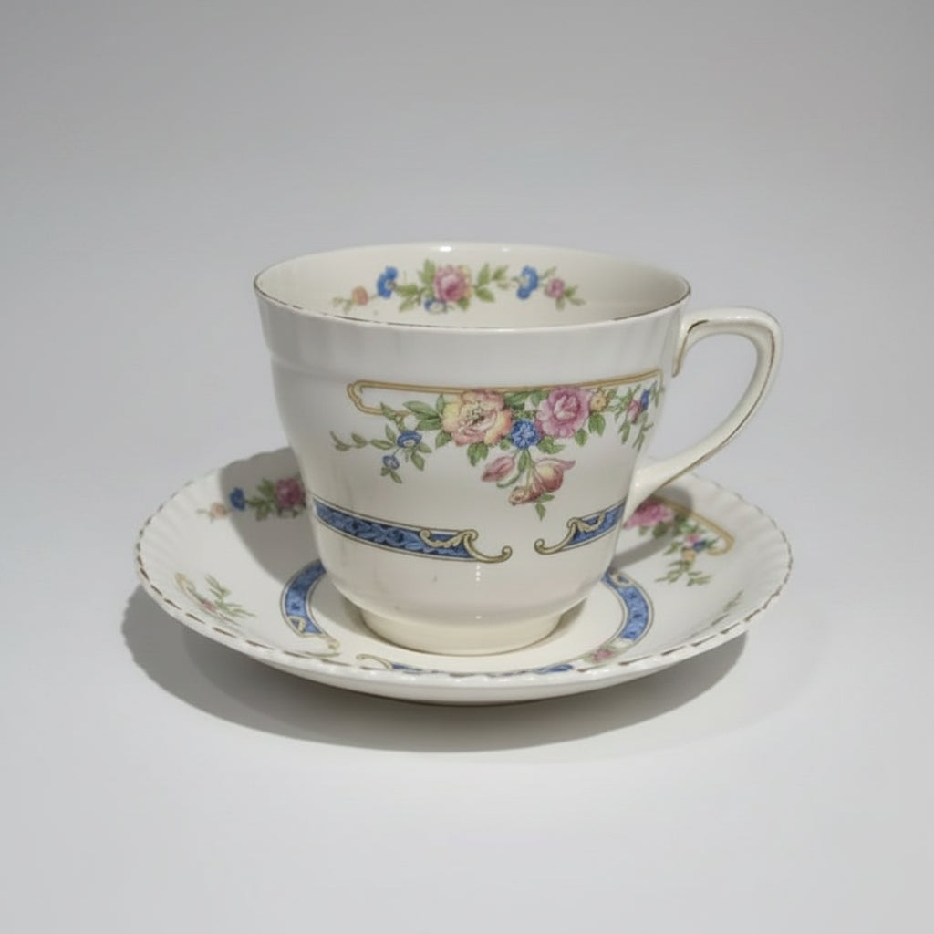 vintage tea cup and saucer set in the "Eastbourne (Pareek)" Johnson Brothers.
