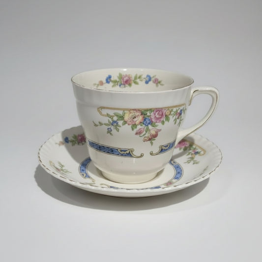 vintage tea cup and saucer set in the "Eastbourne (Pareek)" Johnson Brothers.