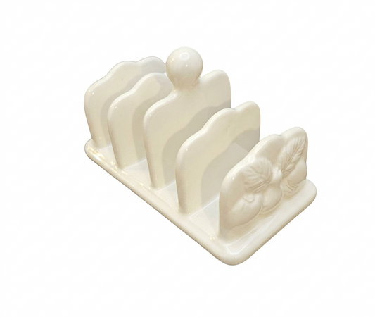 Vintage RayWare Off-White Ceramic Toast Rack – 4-Slot Bread Holder