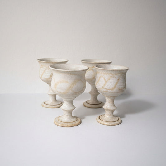 Handmade Pottery Goblets Set of 4 Rustic Ceramic Cups Studio Pottery