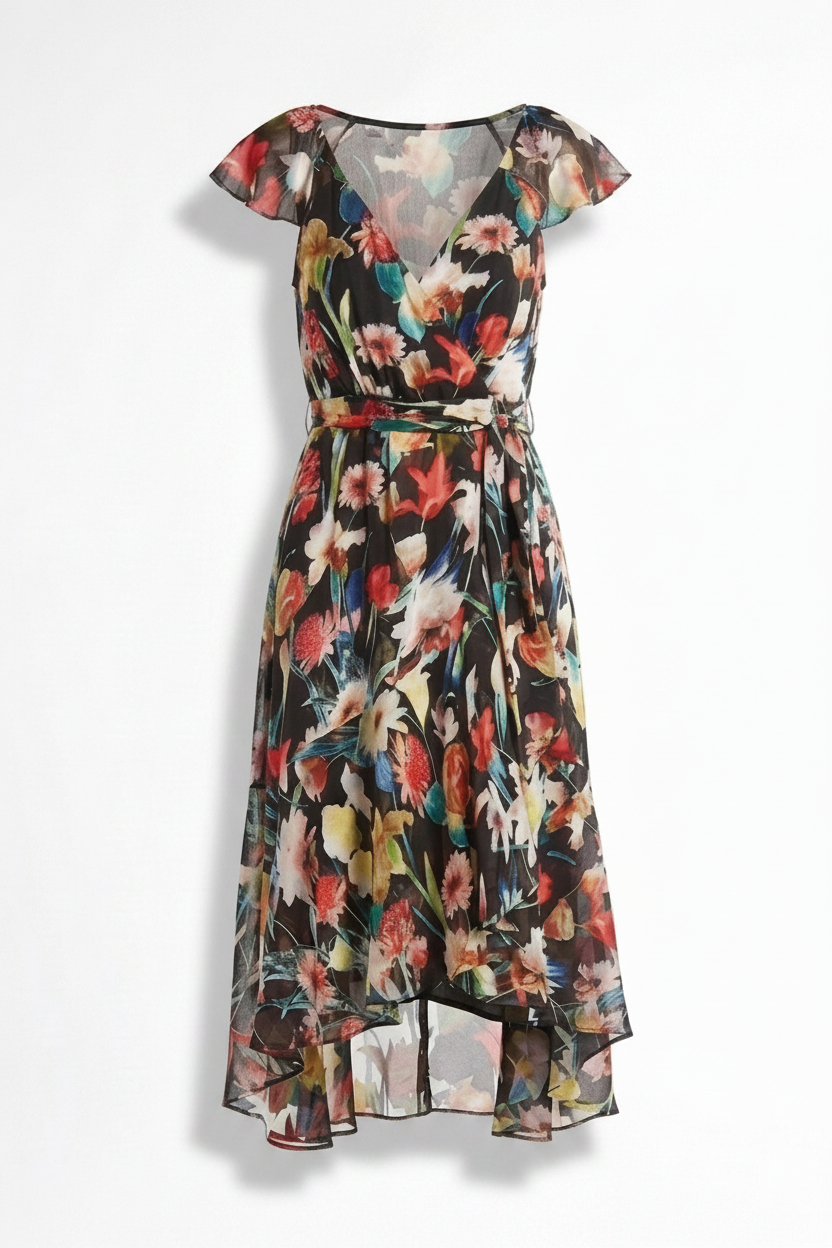 Elie Tahari Ryder Silk-Blend Floral Midi – Timeless Elegance size uk 14 us 10