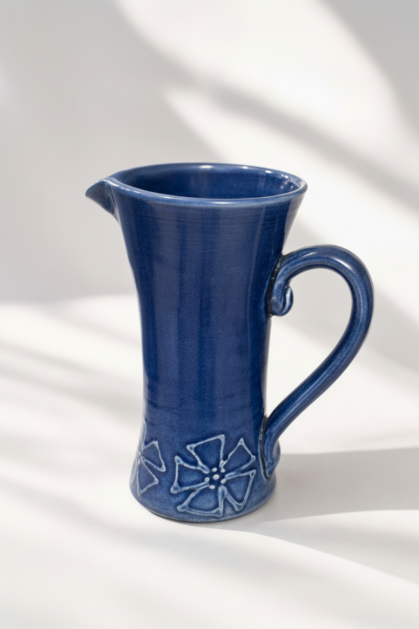 Vintage Kay Gray NZ Pottery Blue Stoneware Tall Mug / Small Pitcher