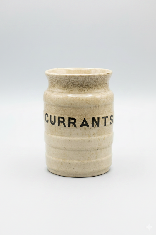 Antique Vintage Cream Stoneware "CURRANTS" Kitchen Storage Jar Canister – Farmhouse Chic