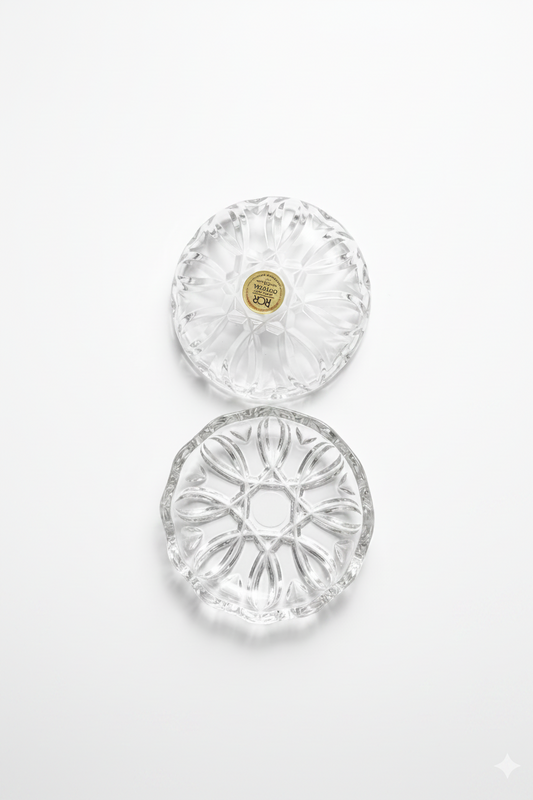 Vintage RCR Royal Crystal Rock 24% Lead Crystal Lidded Trinket Box Dish | Made in Italy